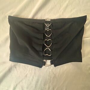 Black tube top with hearts down the middle